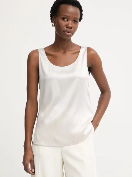 Top z jedwabiu Mm By Max Mara beżowy