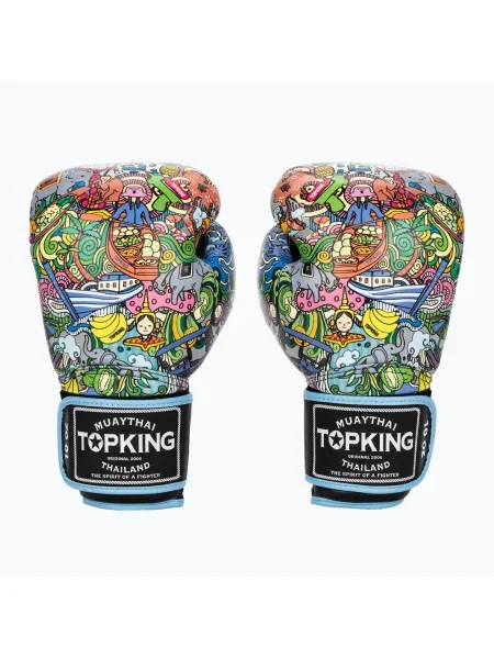 Top King Boxing Culture черни/сини боксови ръкавици черно