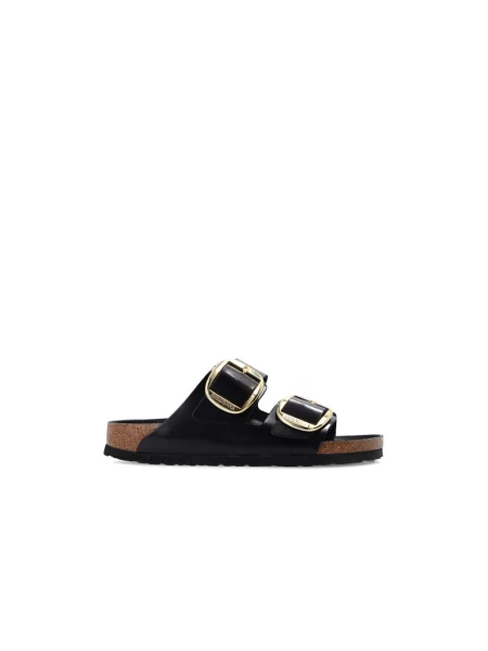 Birkenstock klapki skórzane Arizona Big Buckle czarne
