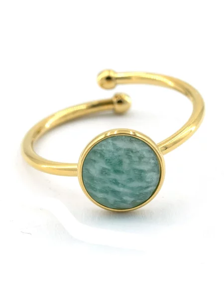 Sergio Engel Gyűrűk Beach Ring 01 Vergoldeter Edelstahlring mit Naturstein-Cabouchon' menta