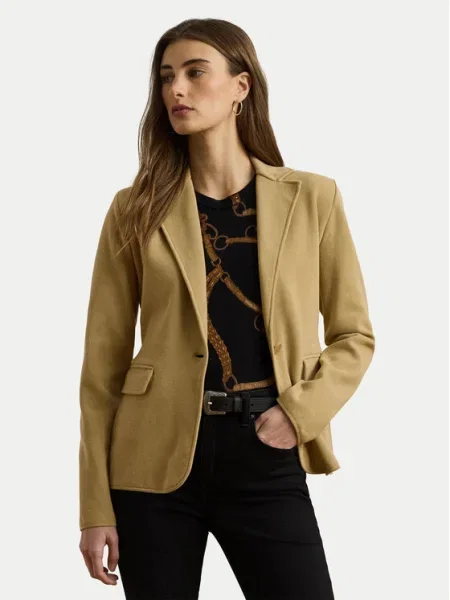 Сако Lauren Ralph Lauren с едно копче с изчистен дизайн бежово