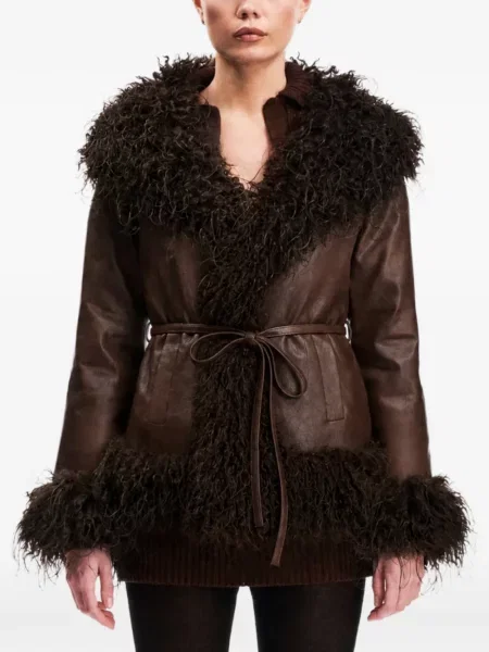 Blană artificială geacă Ow Collection maro