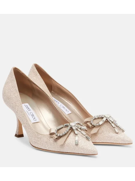 Pantofi cu toc Jimmy Choo de cristal auriu