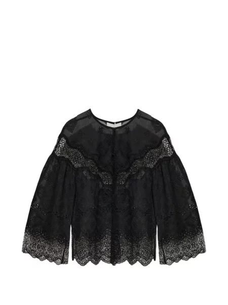 Bluză Munthe cu broderie din dantelă negru