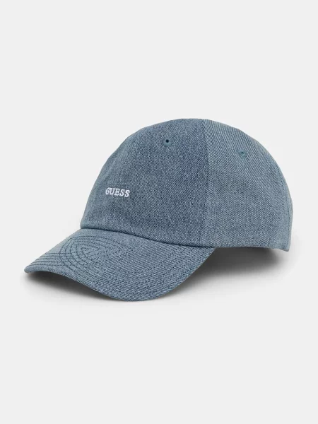 Шапка с козирка Guess с изчистен дизайн тъмносиньо