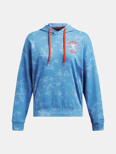 Dámske tréningové tričko Under Armour Project Rock Underground Terry HD viral blue/phoenix fire/white biela
