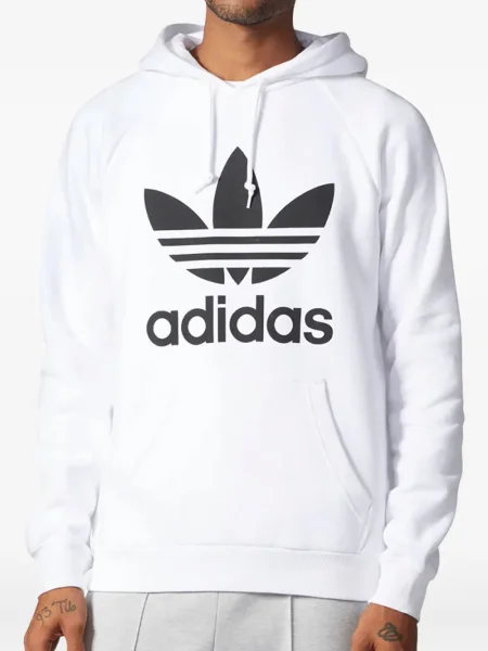 Kapucnis melegítő felső Adidas nyomtatás fehér