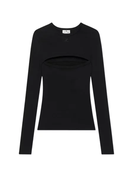 Top Courreges cu broderie negru
