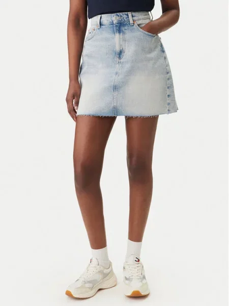 Tommy Jeans Spódnica jeansowa Błękitny Mom Fit niebieska