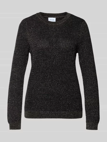 Sweter z dzianiny z fakturowanym wzorem model ‘DALO’ Vila czarny