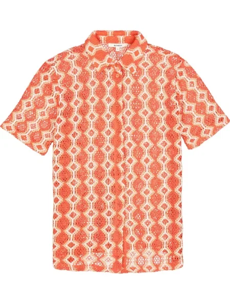 GARCIA Bluză bej / roșu orange alb