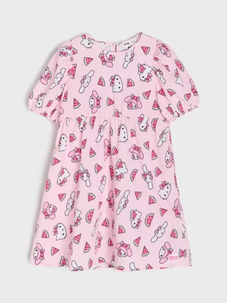 Sinsay Šaty babydoll s Hello Kitty vzorem pastelová růžová