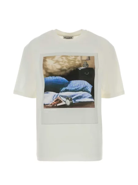 Tricou Jil Sander cu imagine alb