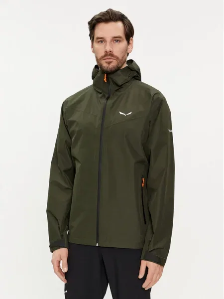 Salewa pánska bunda do dažďa Puez Aqua 4 PTX dark olive khaki