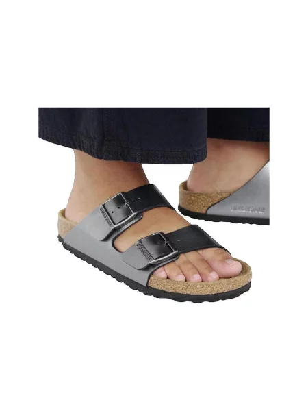 Šľapky BIRKENSTOCK Arizona BF Narrow metallic black sivá