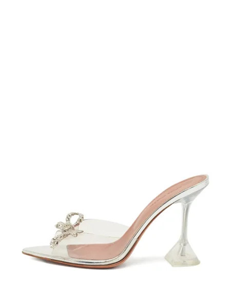 Sandale Amina Muaddi cu funde argintiu