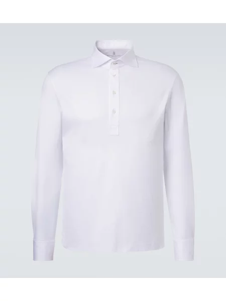 Tricou polo Brunello Cucinelli din jerseu alb