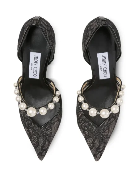 Pantofi cu toc Jimmy Choo din dantelă negru
