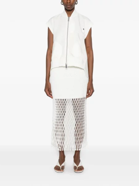 Pulover Sacai de mătase alb