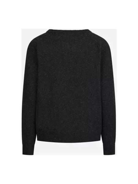 Sweter Ballantyne wełniany z okrągłym dekoltem szary