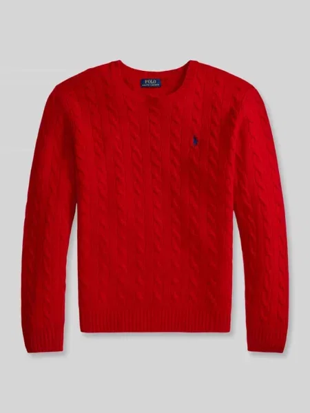 Sweter z dzianiny ze stójką Ralph Lauren czerwony