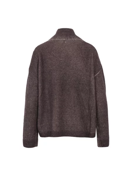 Sweter z golfem Diesel w abstrakcyjne wzory brązowy