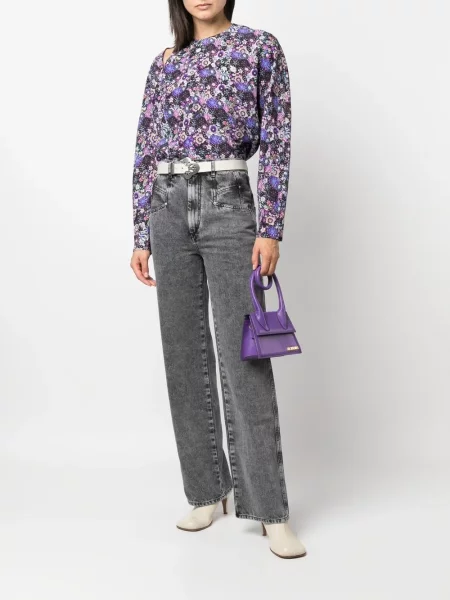 Šilkinis gėlėtas raštuotas palaidinė Isabel Marant violetinė