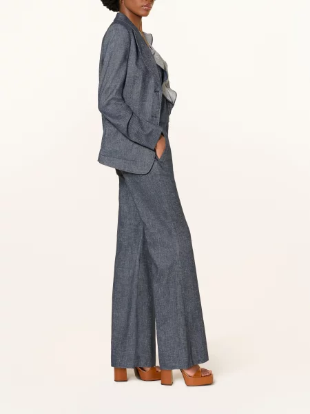 Dorothee Schumacher Zvonové Džíny Fluid Denim S Lnem denim blue modré