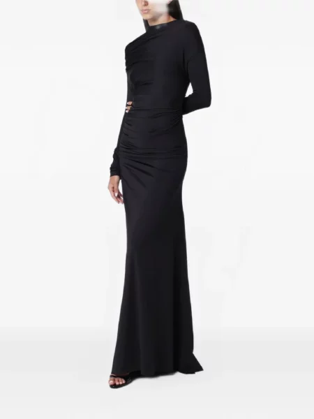 Lung rochie maxi Victoria Beckham drapată negru