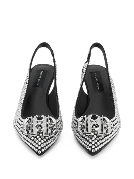 Pantofi cu toc Philipp Plein din piele de căprioară slingback