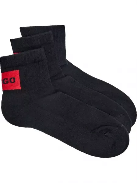 Hugo Bodywear Șosete 3P SH RIB LABEL CC negru