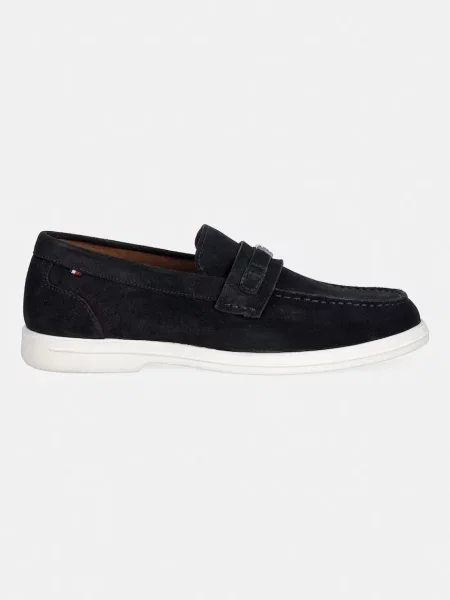 Tommy Hilfiger mocasini pentru bărbați din piele întoarsă LIGHT SUEDE FLAG HARDWARE LOAFER