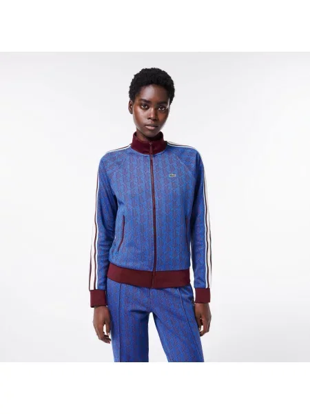 Lacoste Bluza z wysokim dekoltem zapinana na błyskawiczny z żakardowym monogramem
