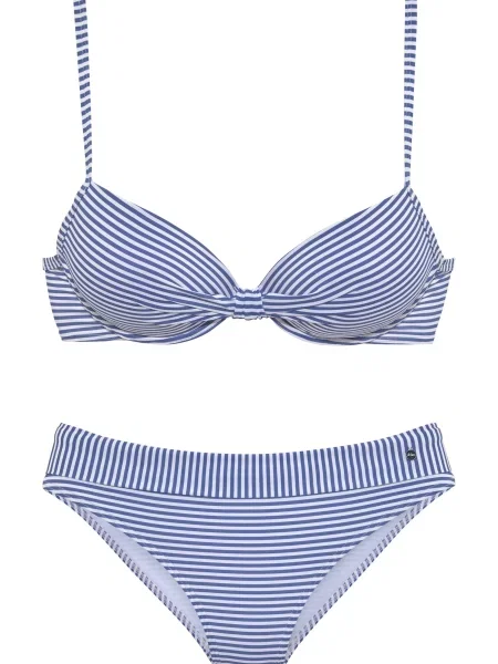 S.Oliver Costum de baie două piese albastru alb