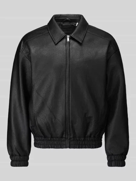 Kurtka z ekoskóry o kroju regular fit model REX' Only & Sons czarna