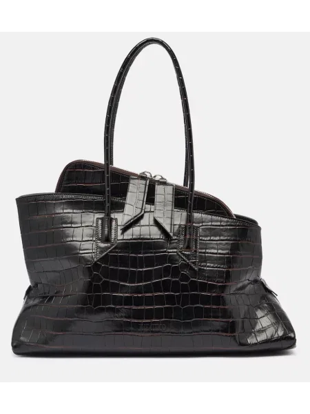 Geanta de piele The Attico din piele negru