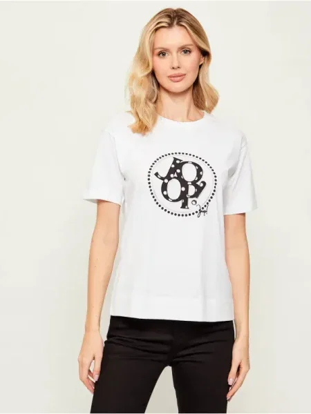 JOOP! Tricou Tammi bej deschis / negru alb