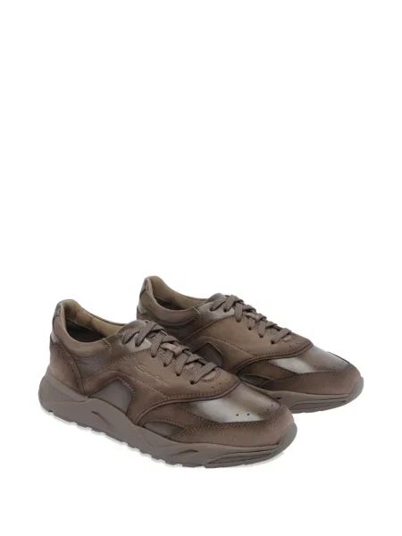 Sneakerși Santoni din piele de căprioară maro