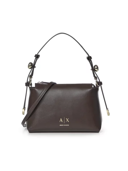 Torebka Armani Exchange skórzana z logo brązowa