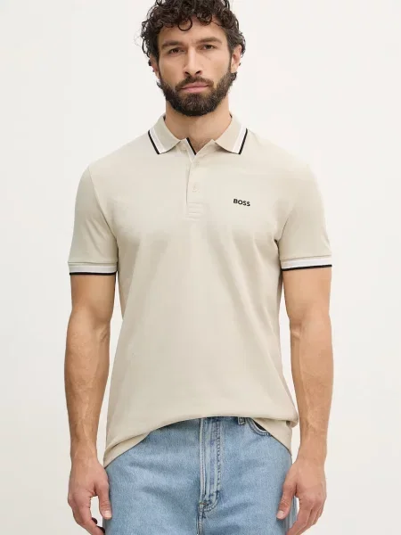 Tricou polo Boss Green bej