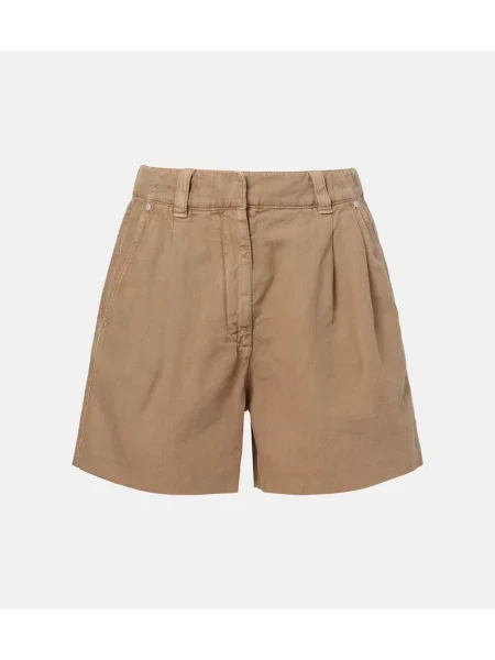 Lniane bermudy Brunello Cucinelli beżowe