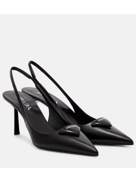 Pantofi cu toc Prada din piele slingback negru