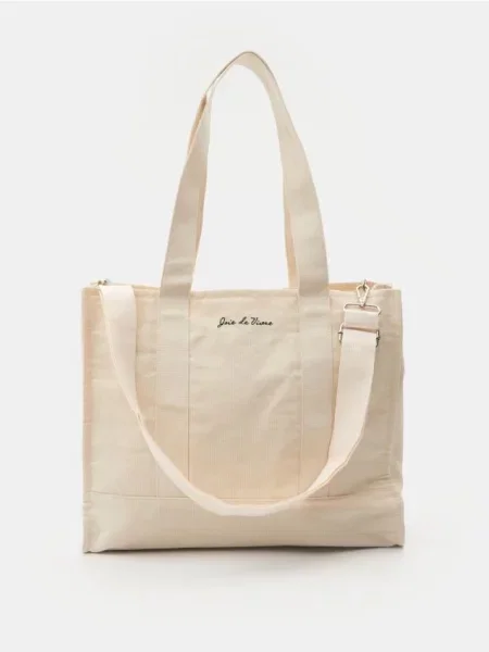 Велика сумка на замку кремовий