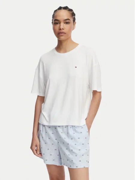 Tommy Hilfiger Underwear Pyžamo režná / světlemodrá / černá bílé