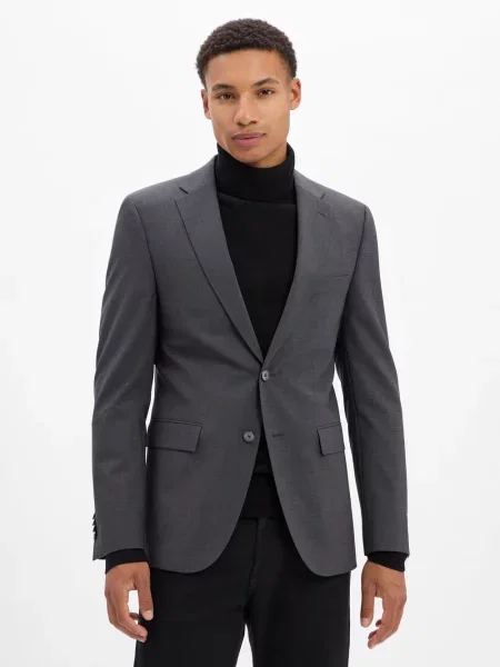 BOSS marynarka garniturowa z nowej wełny H-Harvey-MM-C-NF Mężczyźni Slim Fit jednolity 25 szary