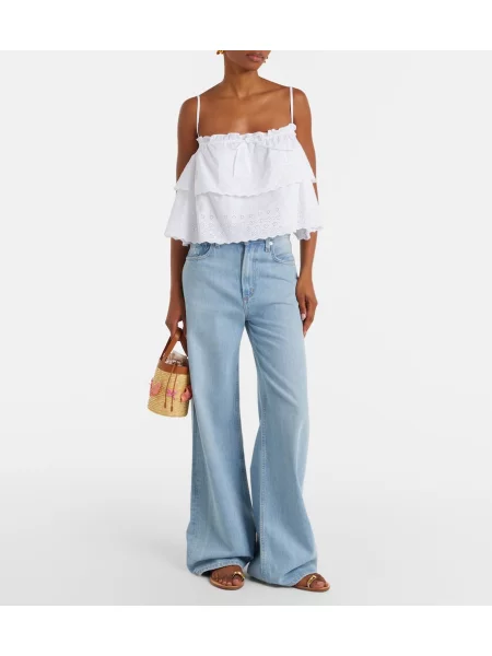 Top Veronica Beard din poplin alb