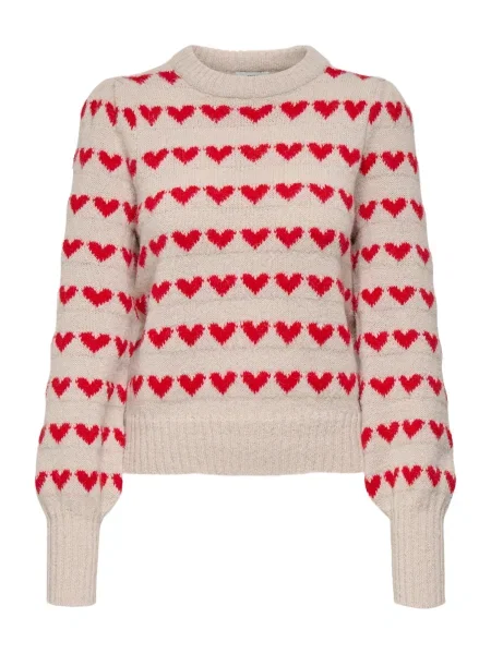 Pulover Jdy cu motiv cu inimi gri