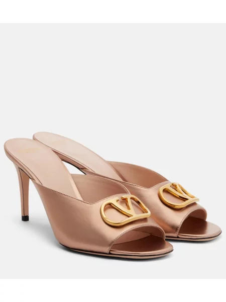 Usnjene mules Valentino Garavani roza
