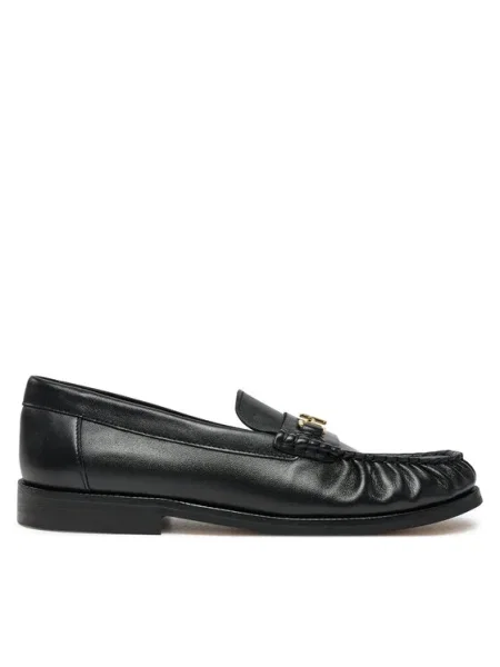 Кожени мокасини Tommy Hilfiger SOFT LEATHER HORSEBIT LOAFER с равна подметка черно
