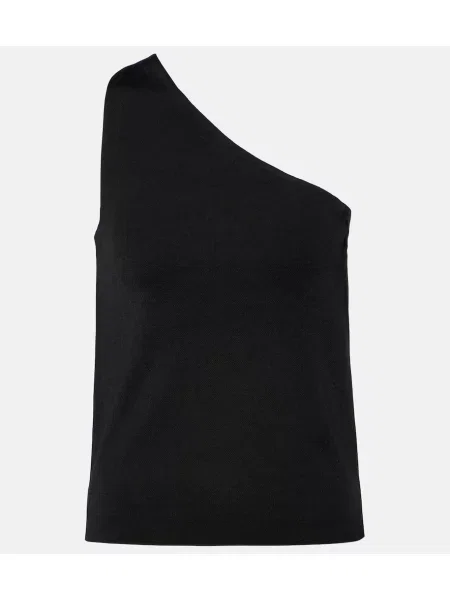 Dzianinowy top Nili Lotan na jednym ramieniu czarny